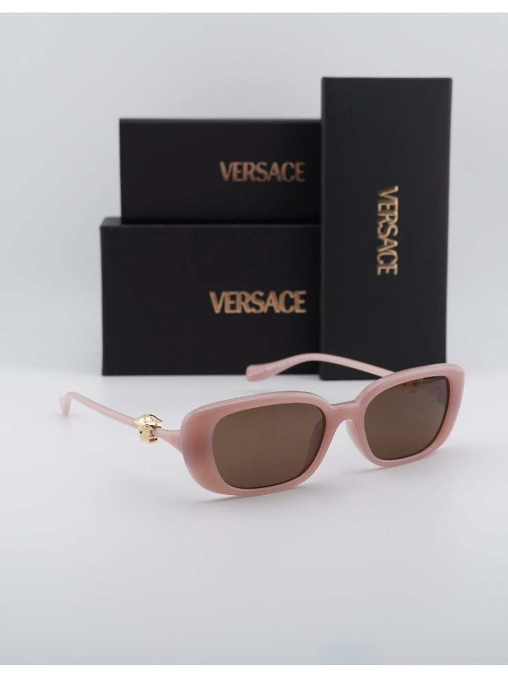 Versace VE4504D 553573 Rectangle Sunglasses – Pink / Brown